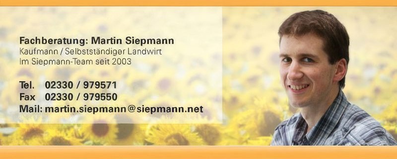 Fachberater Martin Siepmann mit Telefonnummer, Faxnummer und E-Mail-Adresse