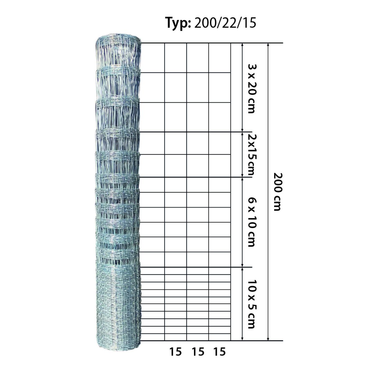 Maschenweite vom Typ 200/22/15
