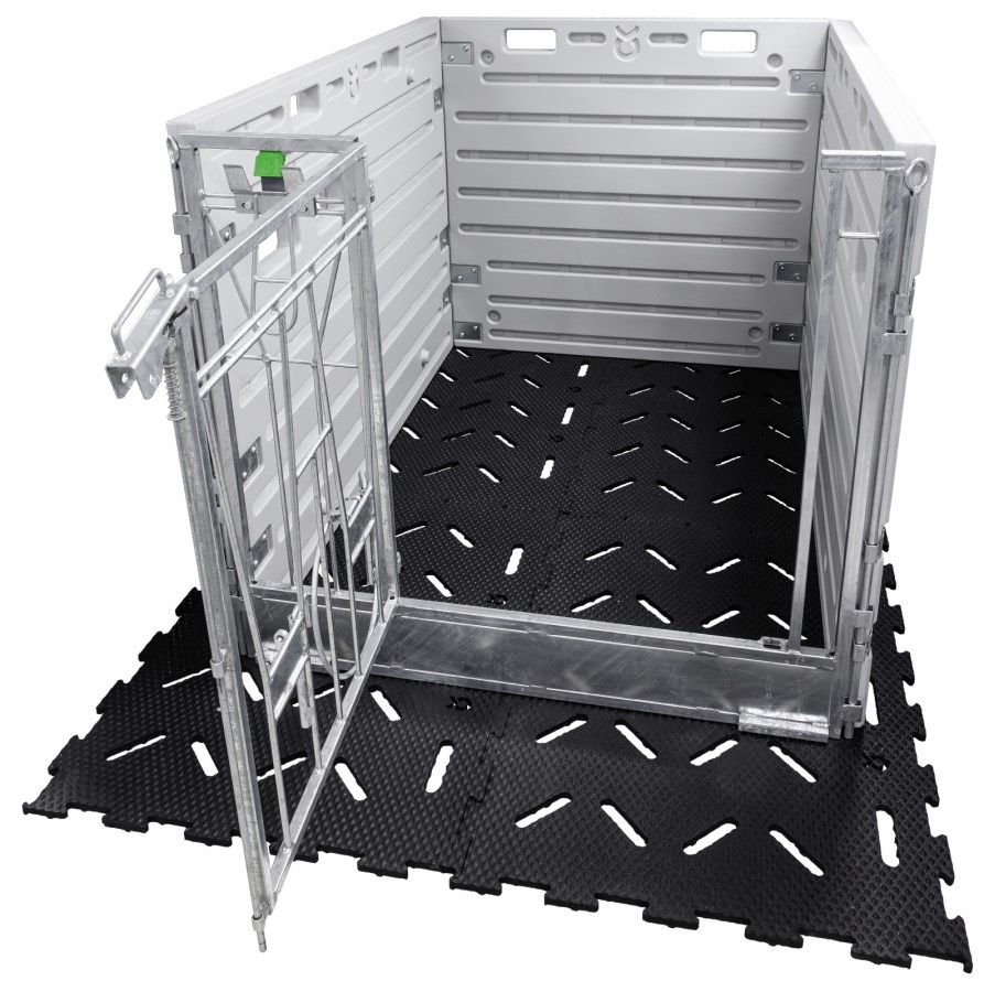 Aufbau Beispiel: KRAIBURG Gummimatte mit Kälberbox (nicht im Lieferumfang)