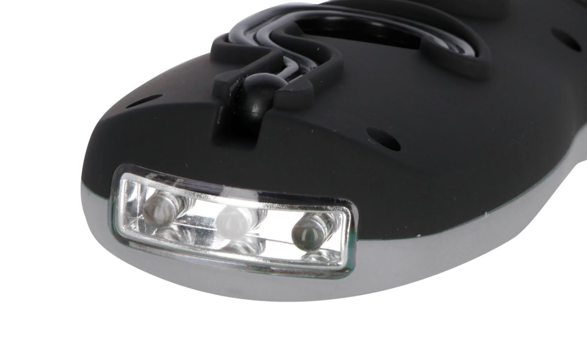 3 zusätzliche LEDs im Leuchtenkopf ermöglichen einen sparsamen Taschenlampenbetrieb