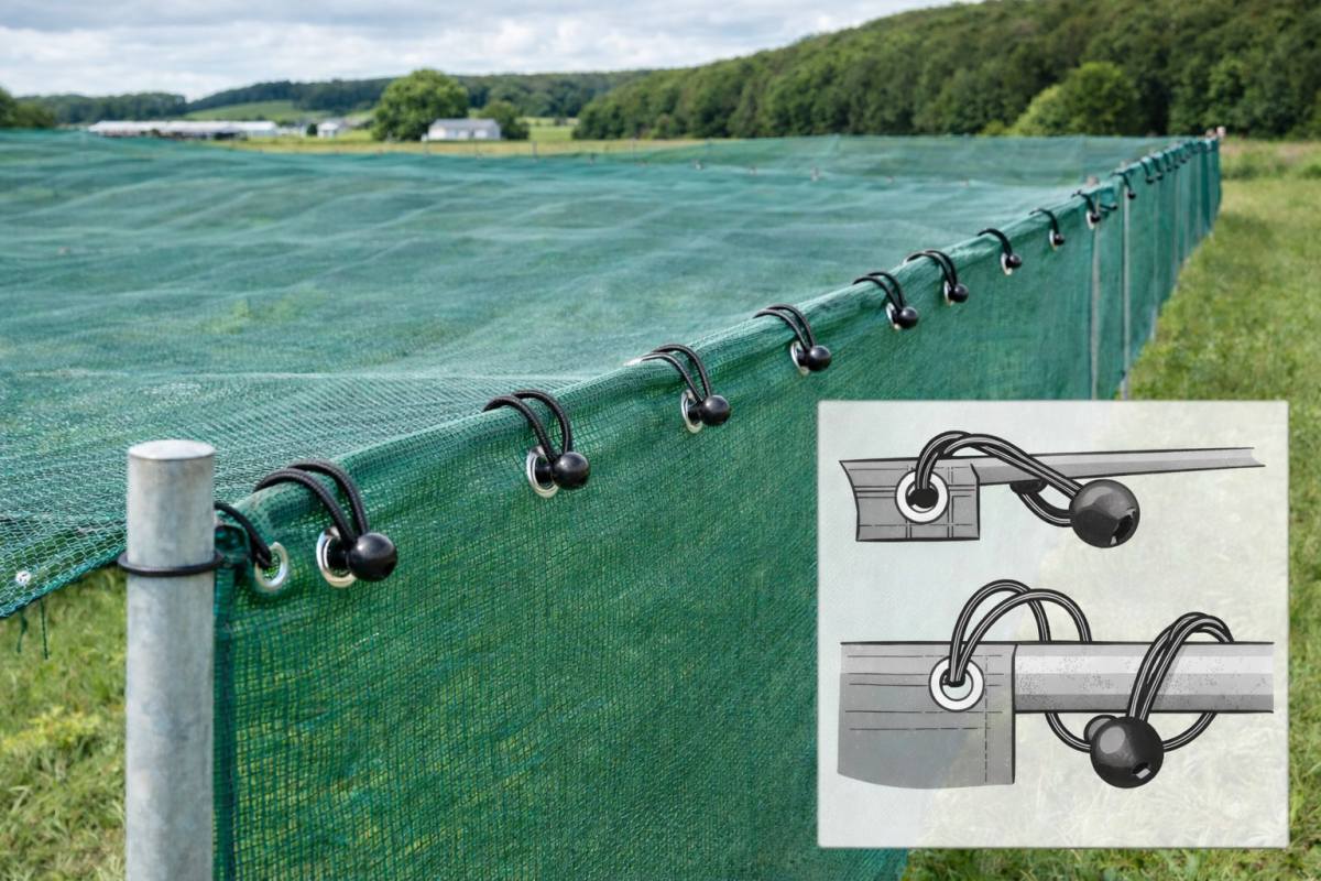 Anwendungsbild Planenspanner mit Kugel Beschattungsnetze