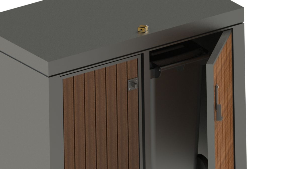 Anwendebeispiel Mülltonnenbox geöffnet