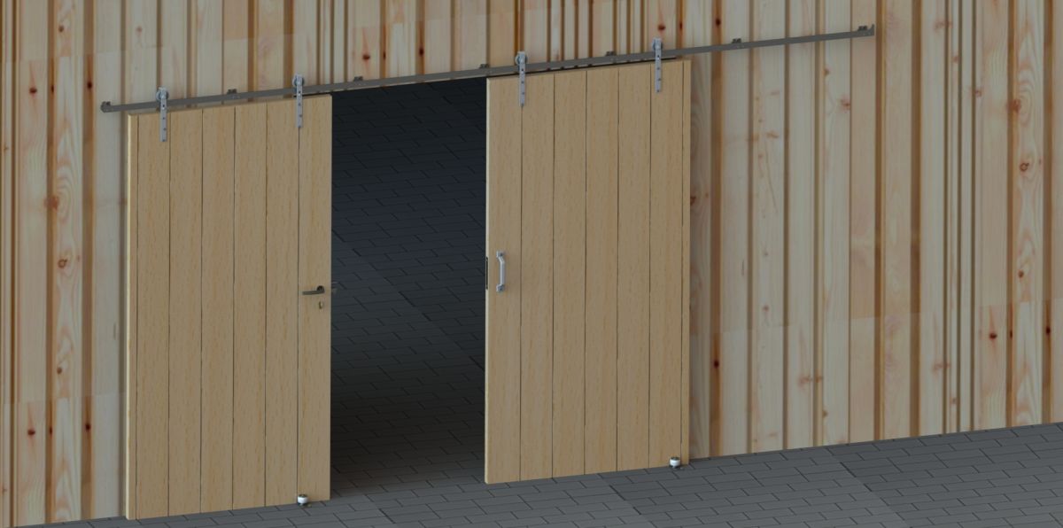 Anwendungsgrafik Schiebetür-Schloss-Set Doppeltor