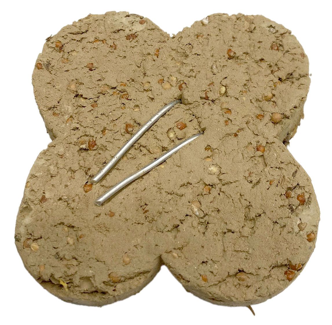 Rückseite mit Befestigungsdraht; Knabberstein für Nager Mineral Flowermix