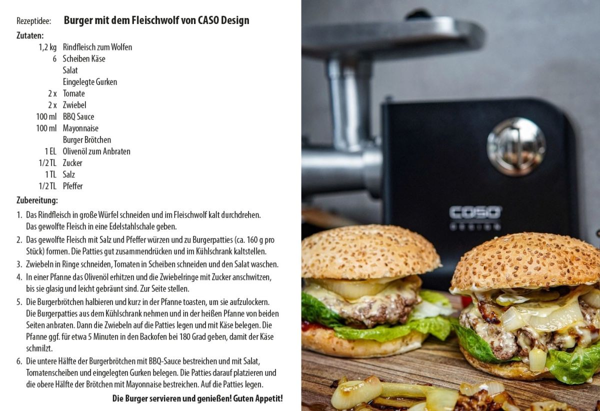 Rezeptidee: Burger mit dem Fleischwolf von CASO Design