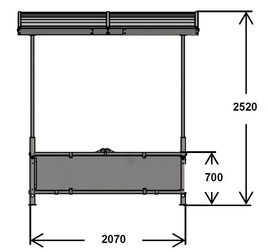 Maßskizze Heuraufe mit Dach