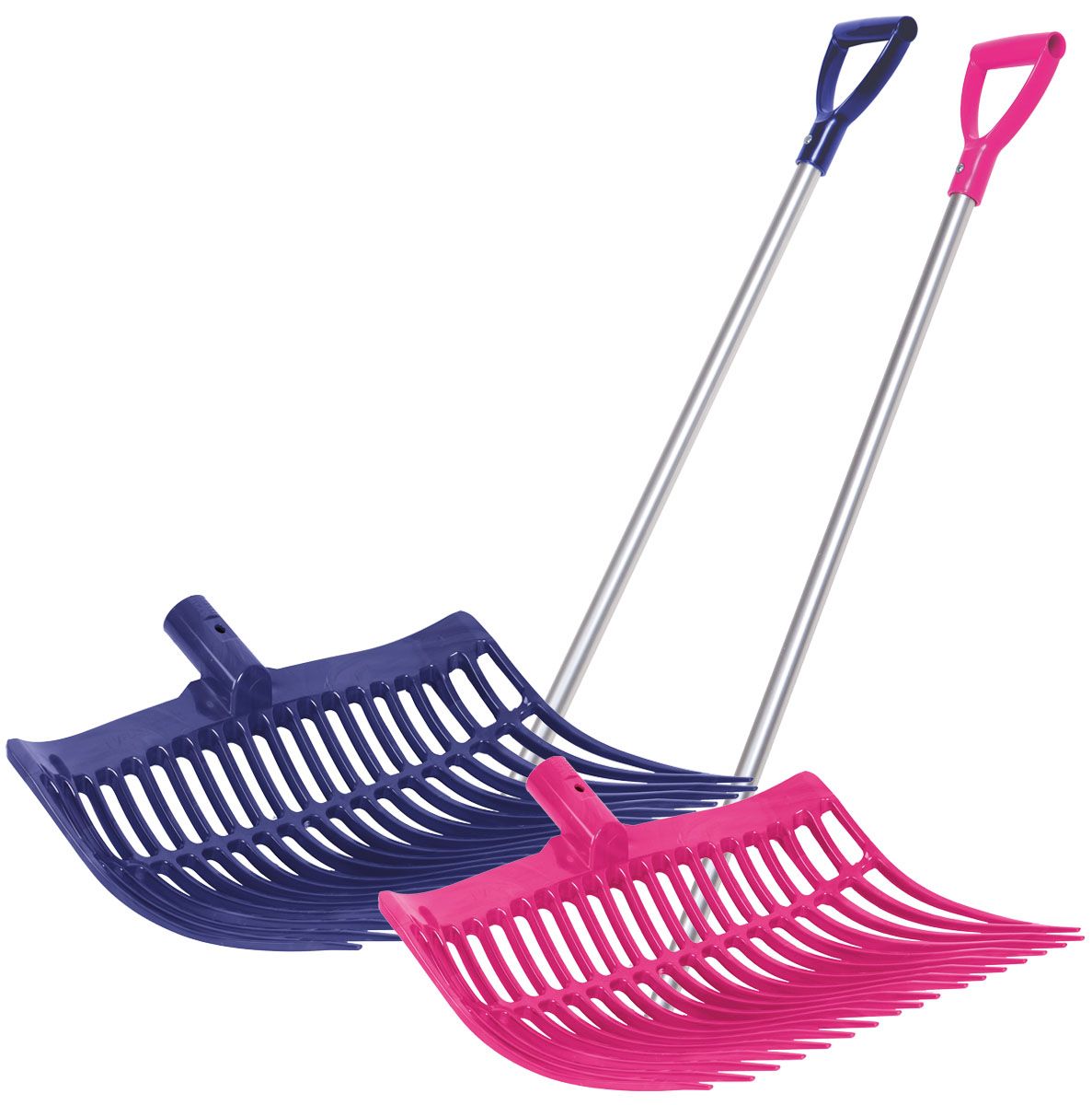 Spänegabel mit Stiel in pink und blau