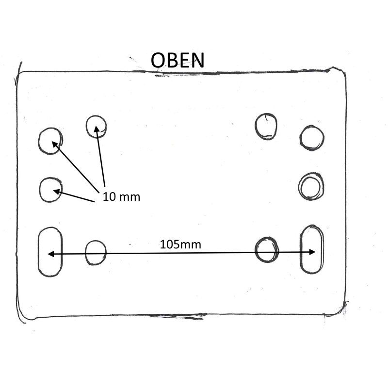 Zeichung Befestigungsplatte Stützrad für Anhänger mit automatischer Klappvorrichtung