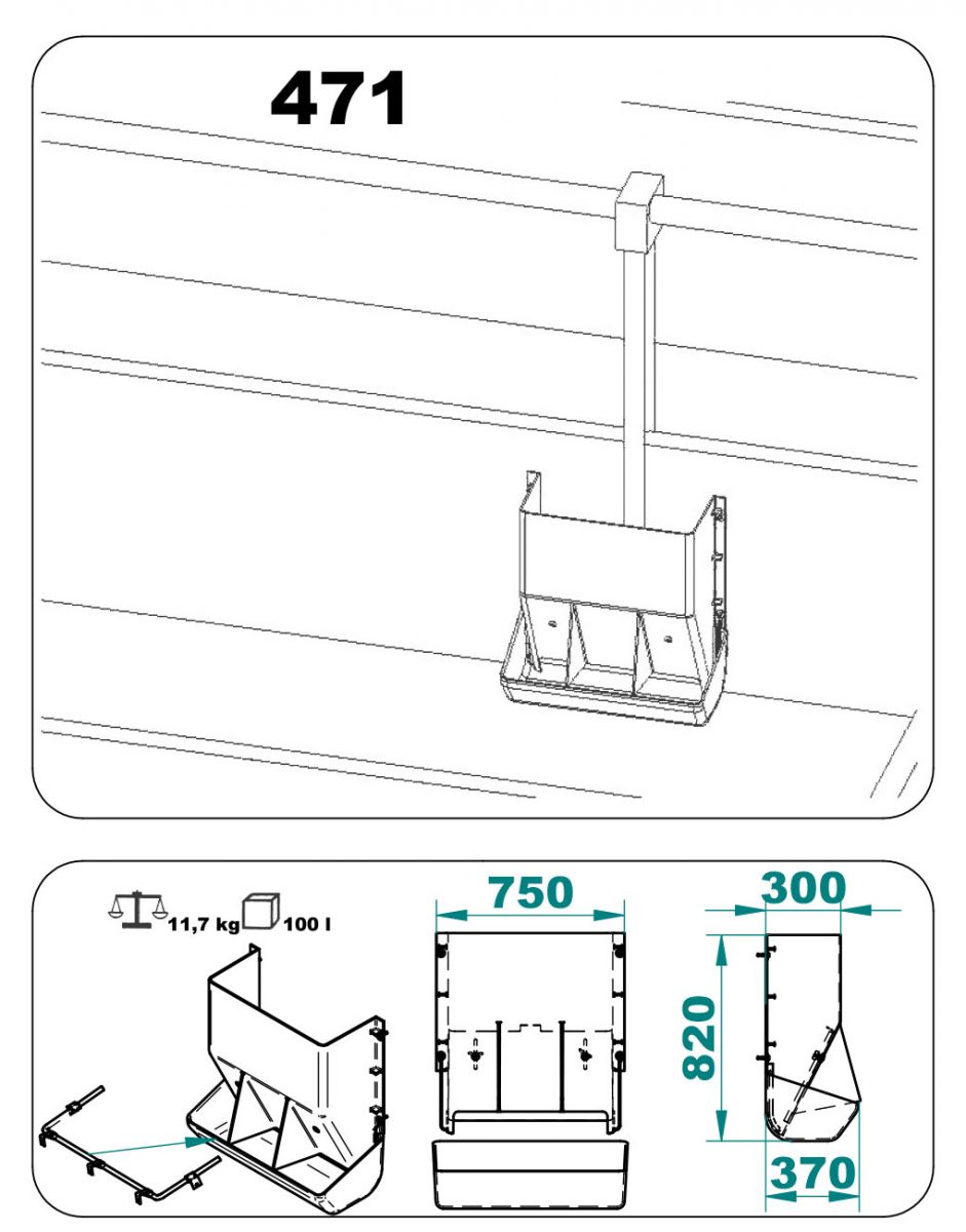 Maße de Futterautomats für Mastschweine