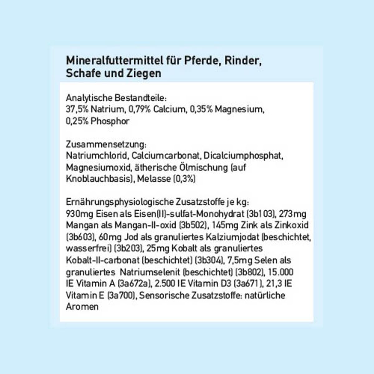 Bestandteile Mineralleckstein ANTI-INSECT