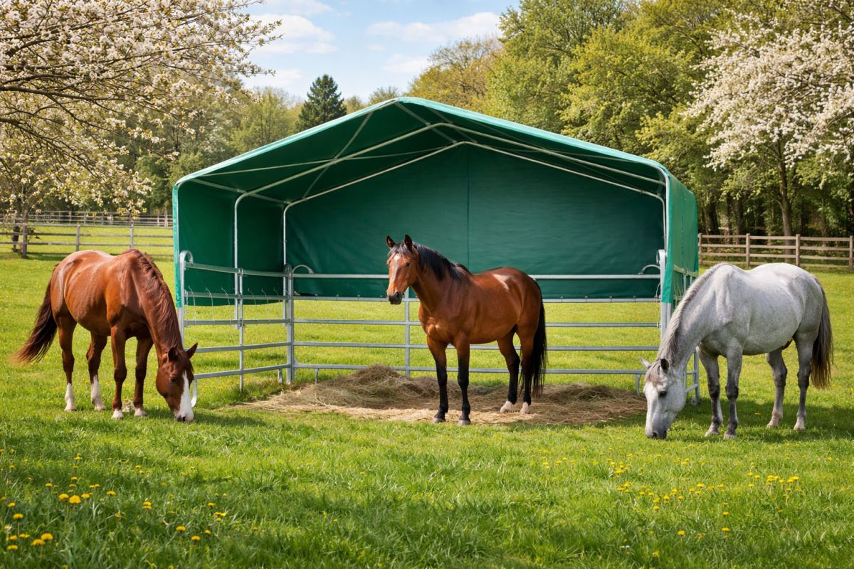 Ideal als Unterstand für Pferde, Rinder, Heulager usw.