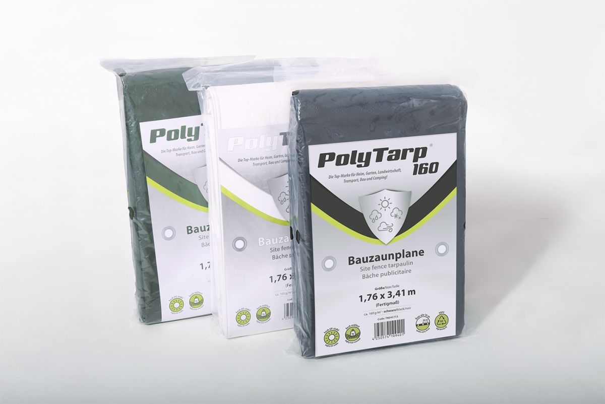 Bauzaunplane PolyTarp® 3,41 m x 1,76 m verpackt