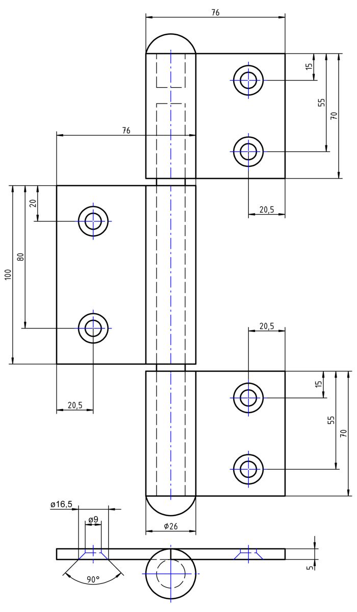 Maßskizze Tor-Scharnier