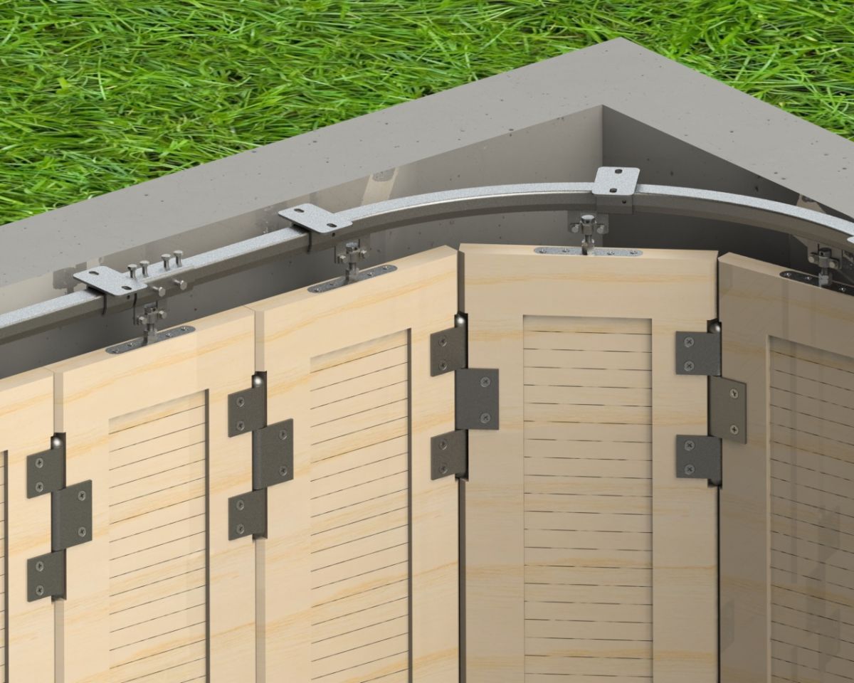 Beispiel 6: Schiebetor über Eck mit Tor-Scharnieren