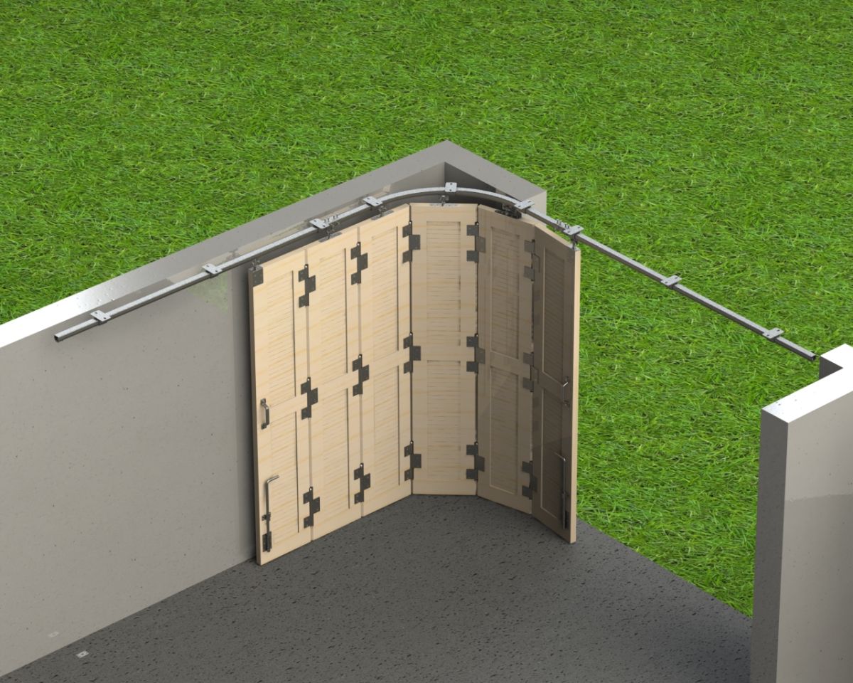 Beispiel 1: Schiebetor über Eck mit Tor-Scharnieren