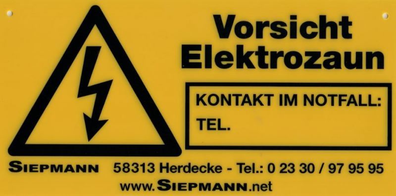 Warnschild mit Kontaktfeld