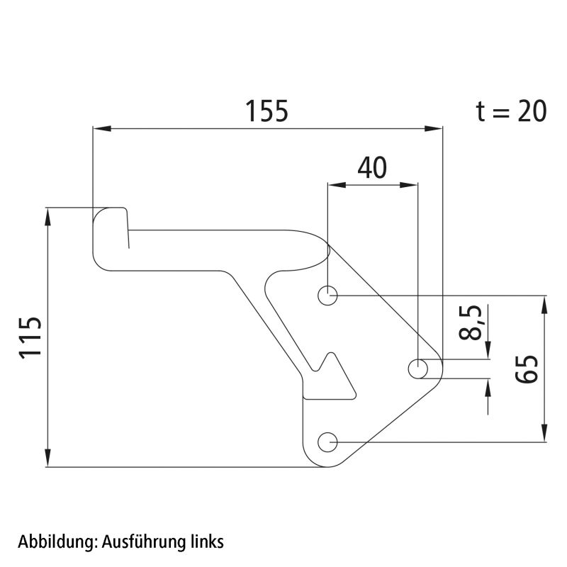 Maße Anschraub-Haltenocken