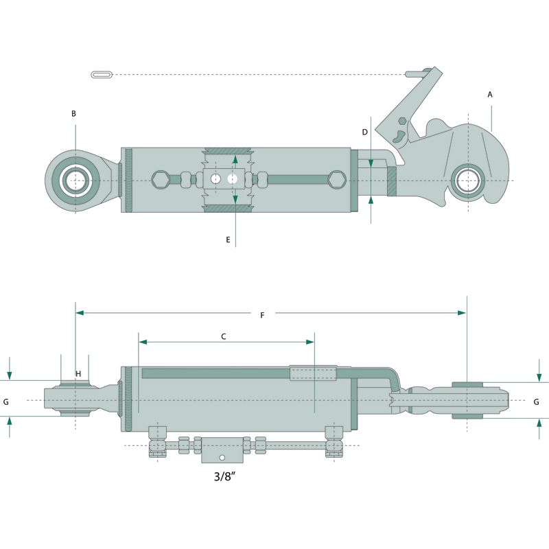 Hydraulischer Oberlenker KAT 2