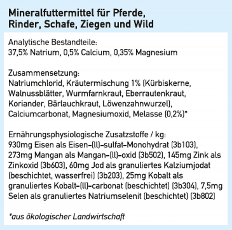Kräuter-Mineralleckstein Bestandteile