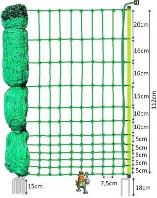 Geflügelzaun Geflügelnetz  Volieren  0,80 m x 50 m  grün  Maschenweite 5 cm 