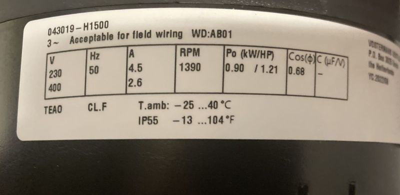 Motor für Großraumventilator 400 Volt