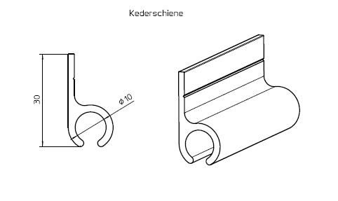 Maßskizze Kederschiene 30/14 mm