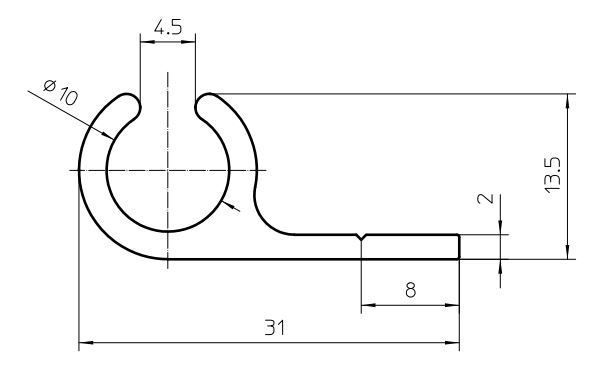 Kederschiene Aluminium eloxiert - 2 m - 45° 