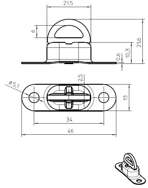 50x Drehverschluss Drehwirbel für Oval Ösen aus Stahl verzinkt 42x22mm