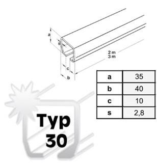 Edelstahl-Laufschiene Typ 30
