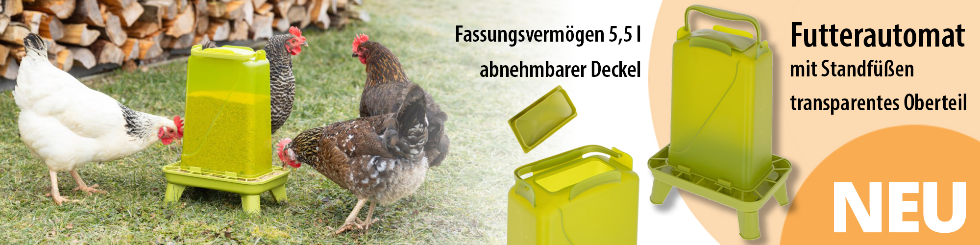 Futterautomat mit Standfüßen und 5,5 Liter Fassungsvermögen bei siepmann.net