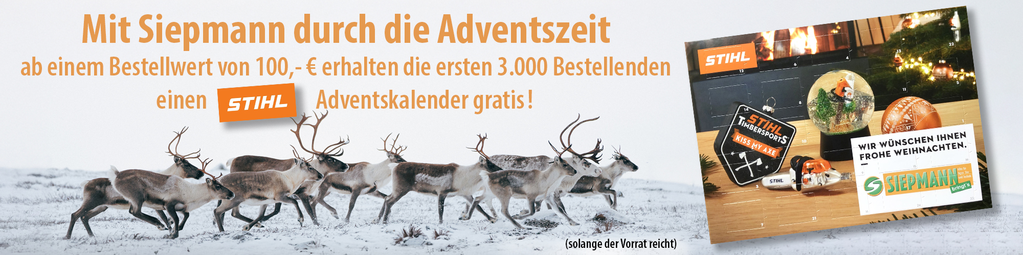 Jetzt für 100,00 € bestellen und Lindt-Adventskalender gratis bekommen bei siepmann.net