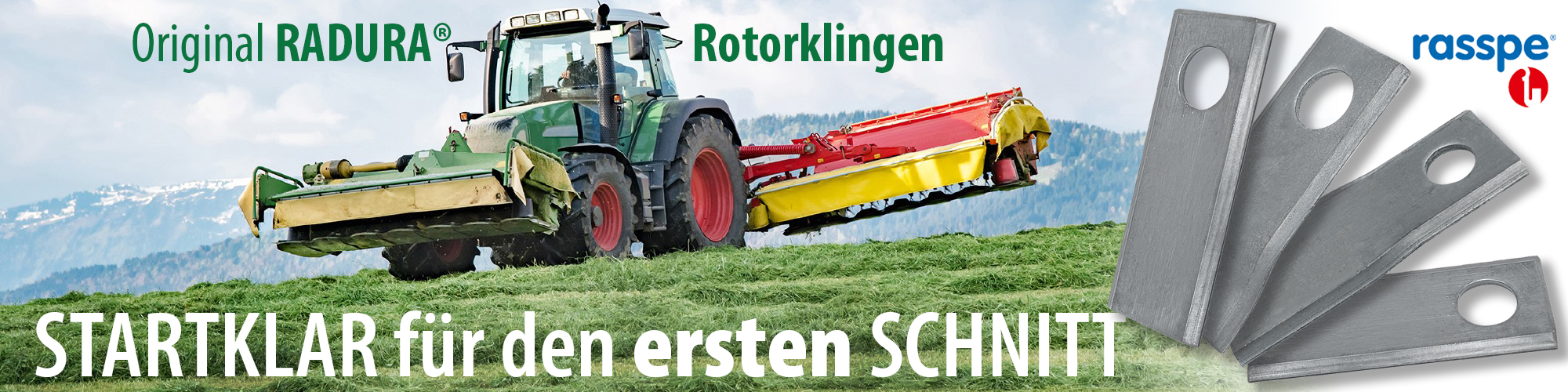 Startklar für den ersten Schnitt mit Original Radura Rotorklingen