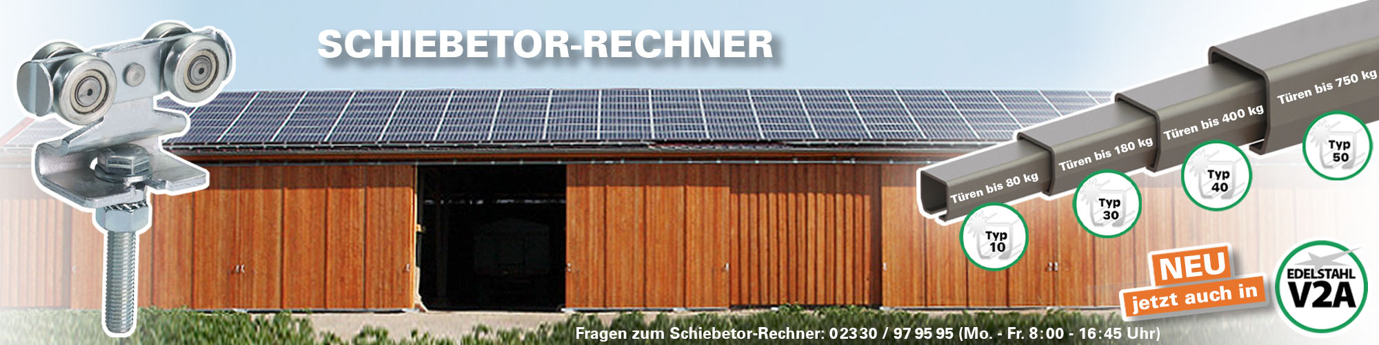 Torbeschläge und Laufschienen für Schiebetore einfach online bestellen