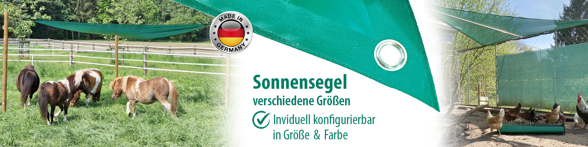 Sonnensegel individuell konfigurierbar für Weidetiere