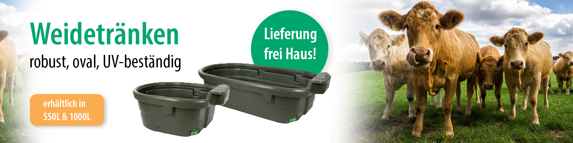 UV beständige Weidetränken in 550L und 1000L