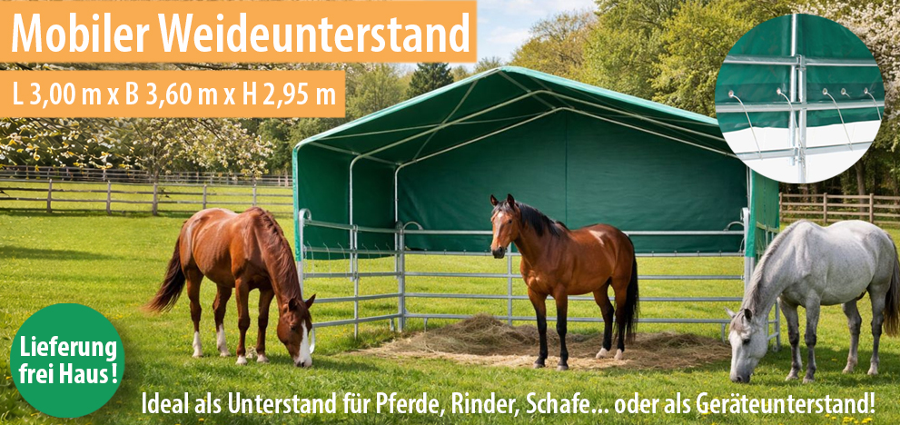 Der mobile Weideunterstand | Ideal als Unterstand für Pferde, Rinder, Schafe... auch für Geräte!