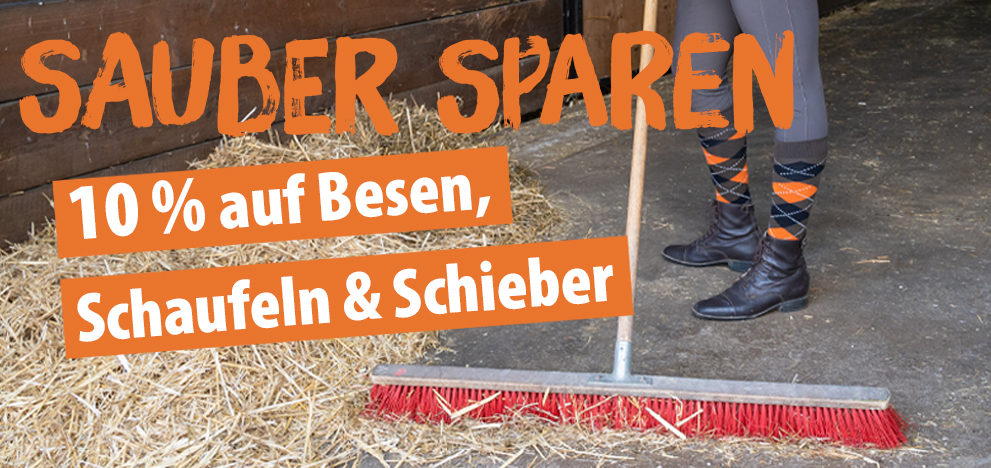 10% Rabatt auf Besen, Sensen, Stiele, Schaufeln und Gabeln